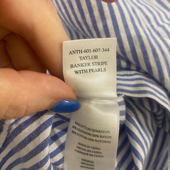 Rails Taylor Banker Stripe With Pearls Top M - Picture 7 of 9